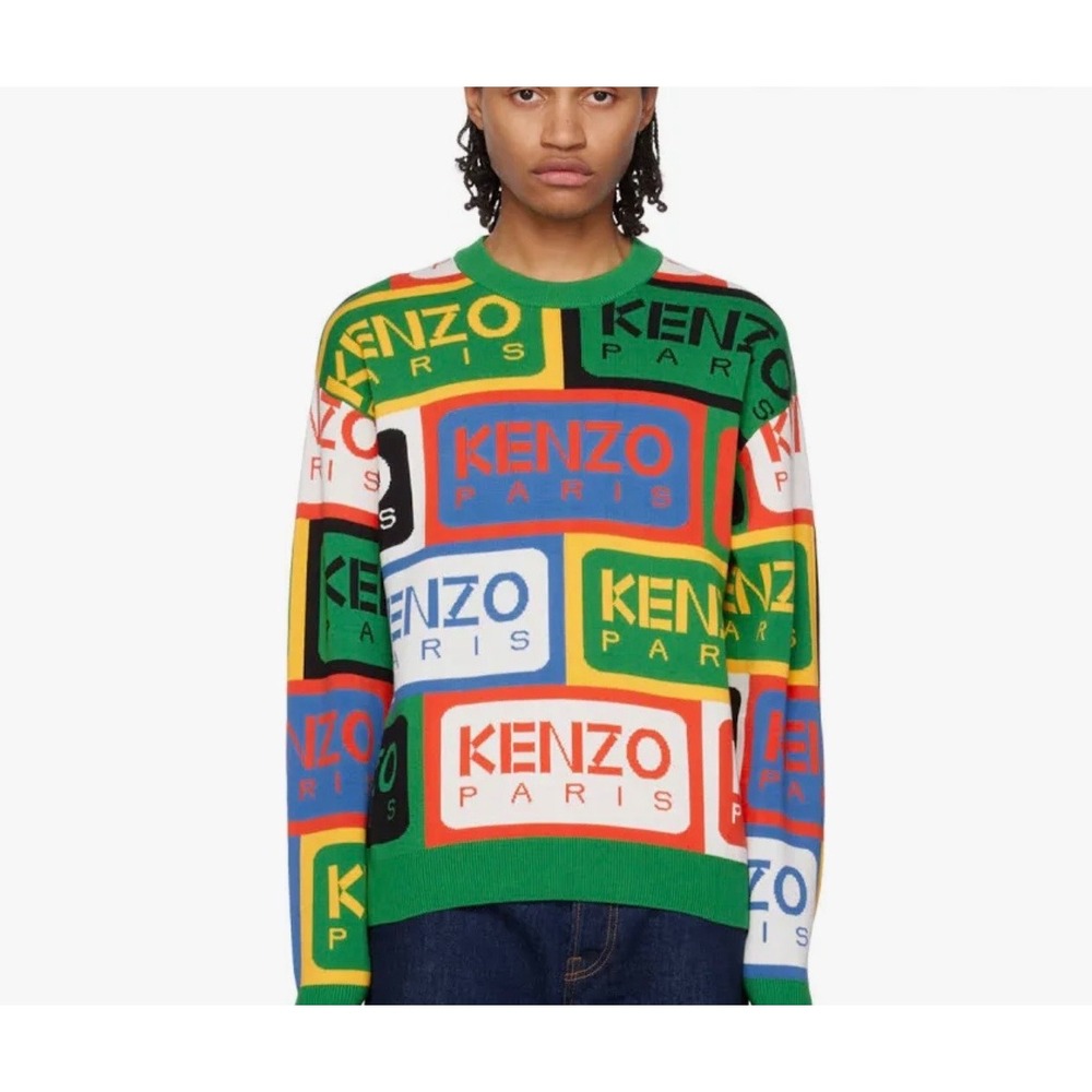 Kenzo Colorblock Logo Jacquard Knit Nigo Era Mens Jumper